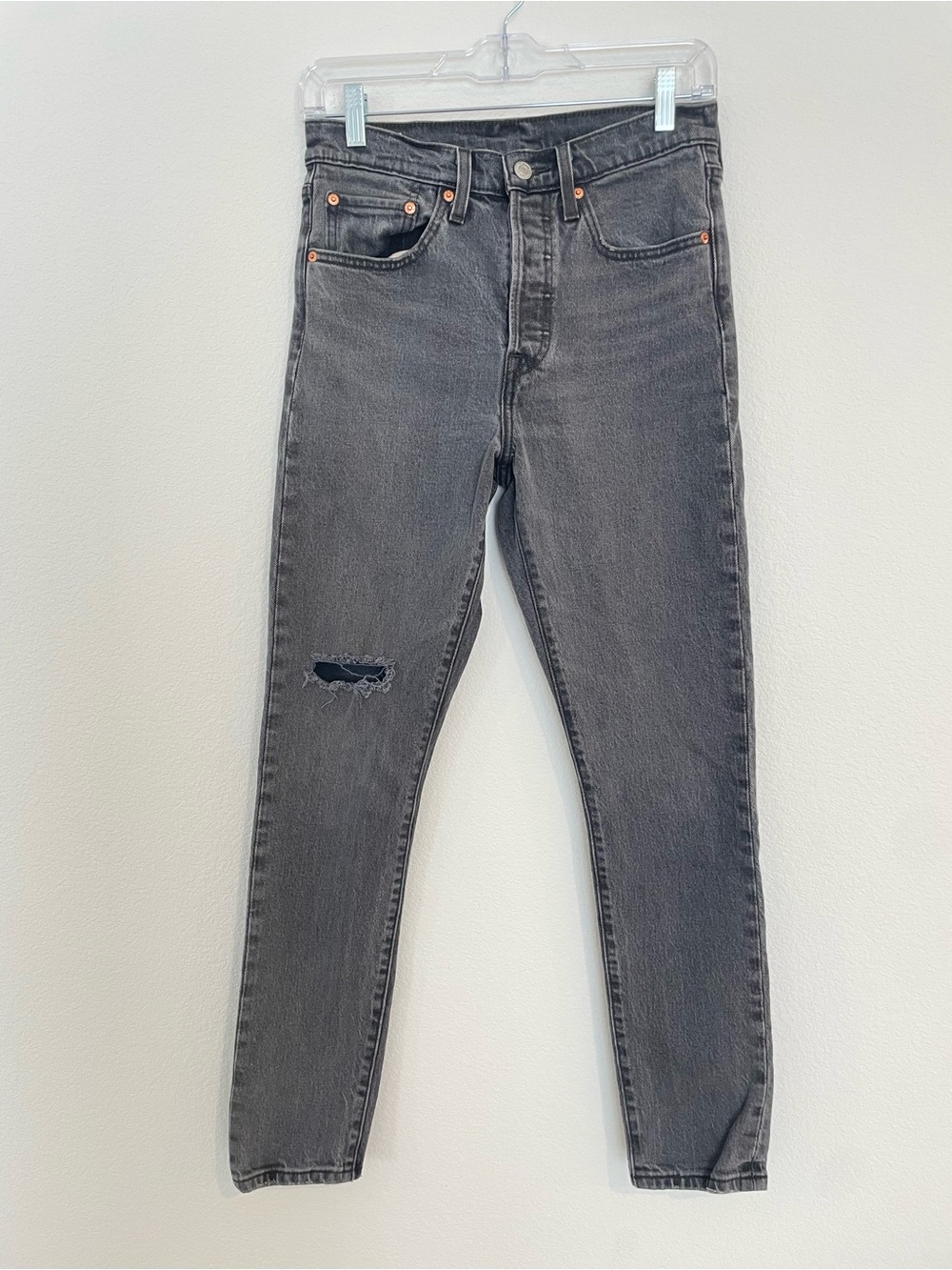 Levi’s 501 Women’s Gray Slim Fit Ripped Jeans